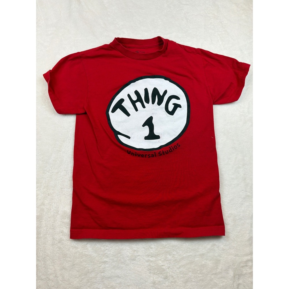 Universal Studios Dr Seuss Thing 1 Red Graphic T-Shirt Kids Small S Short Sleeve